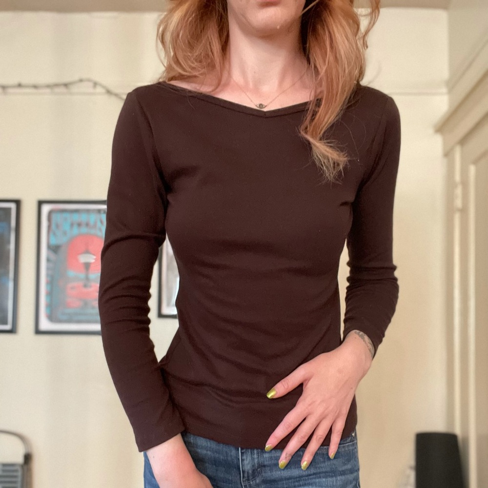 necessitees wide vee neck tee – 3/4 sleeve – s